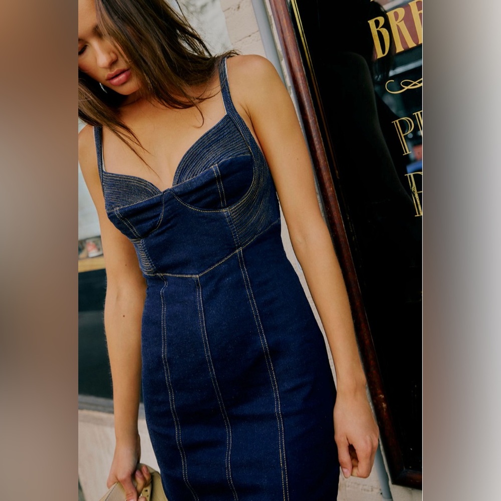 NWT Anthropologie Caitlin Denim Midi Dress